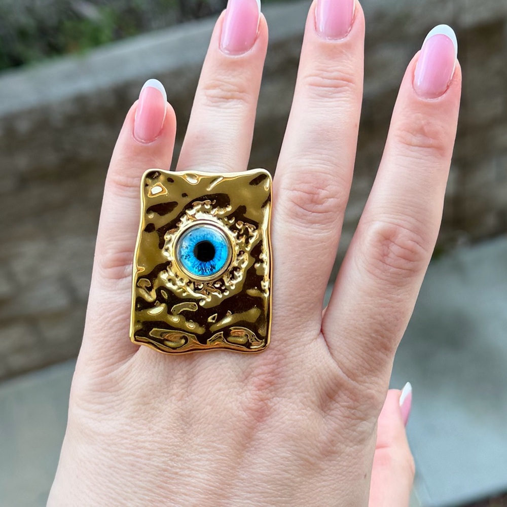 Oversized Evil Eye Statement Ring - Picture 3 of 4